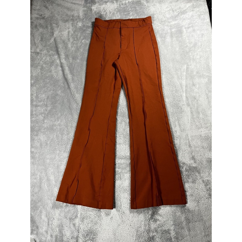 New Day Flare Pants Women Size 10 Pull-On Elastic Waist Orange Bell Botton